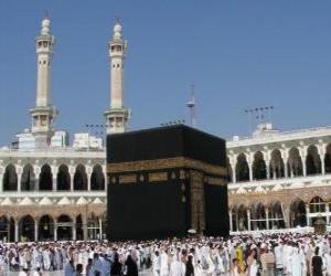 yapboz Müslüman Kâbe, Mekke'de bir küp şeklindeki bina, Suudi Arabistan dolaşıyor hacılar